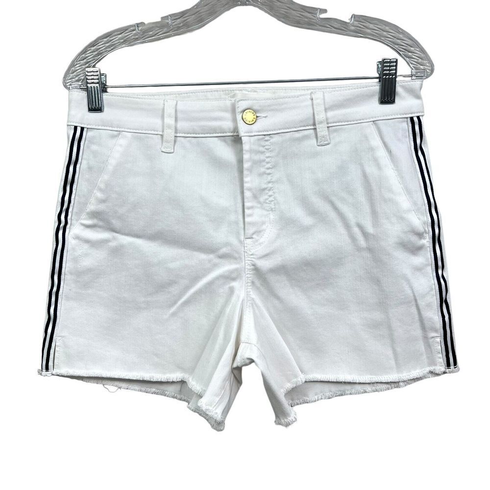 Anthropologie Level 99 Women Shorts Stretch Stripe Cut Off Raw Hem White Sz 28*